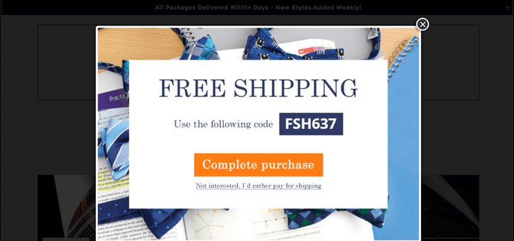 Behavioral Incentive Pop-Up Behavioral pop-up with incentives