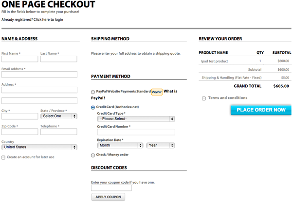 One-page Checkout On-page Checkout