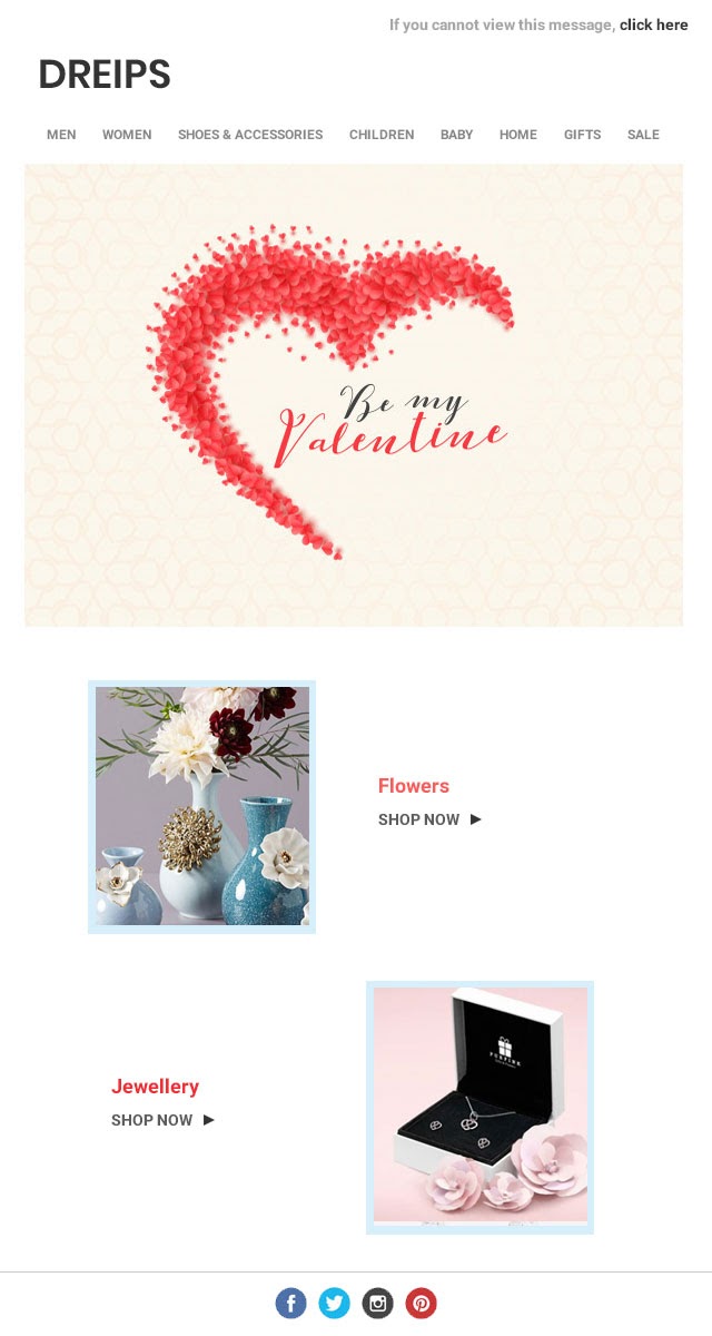 heart valentines day email template