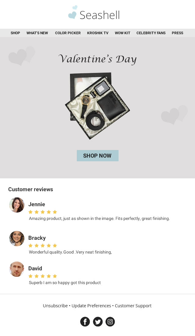 valentine's day email template for gift