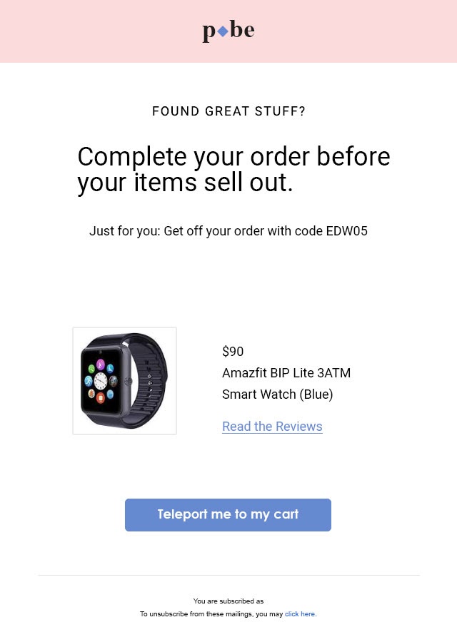 abandoned cart email template