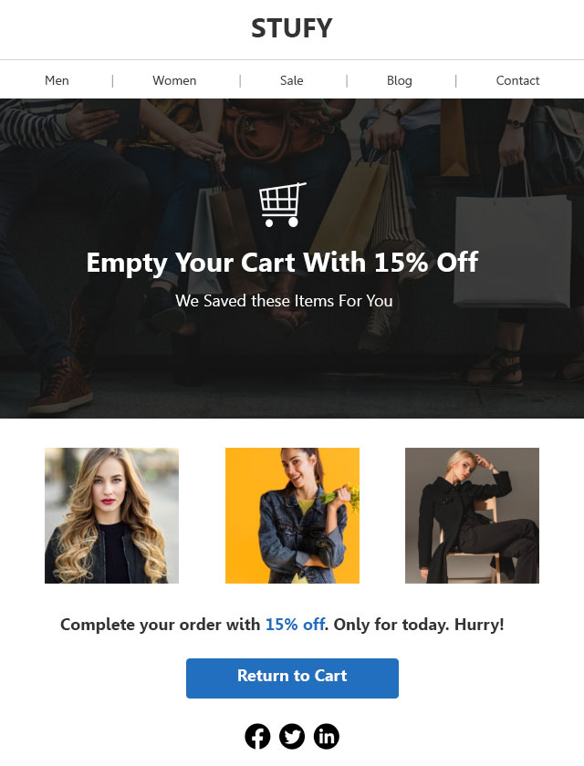 Abandoned cart email