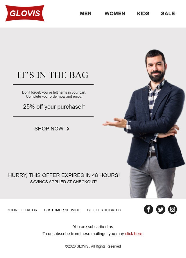 abandoned cart email template