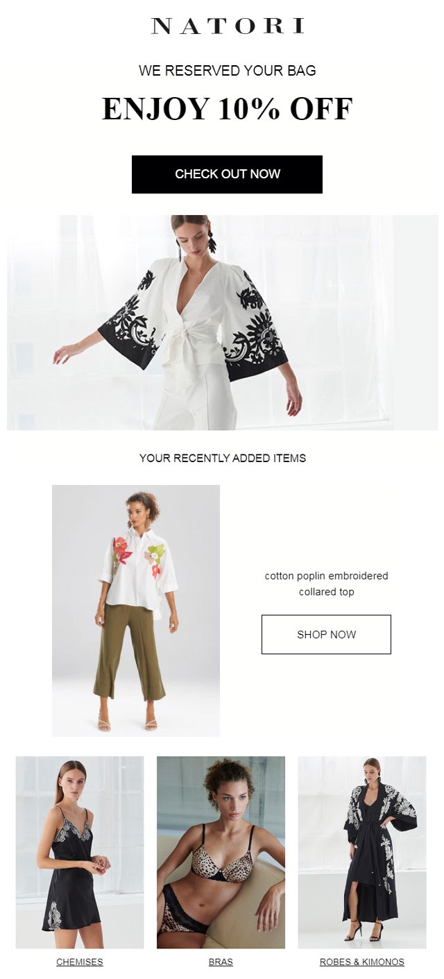 natori abandoned cart email template