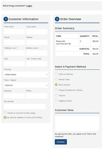 checkout page layout