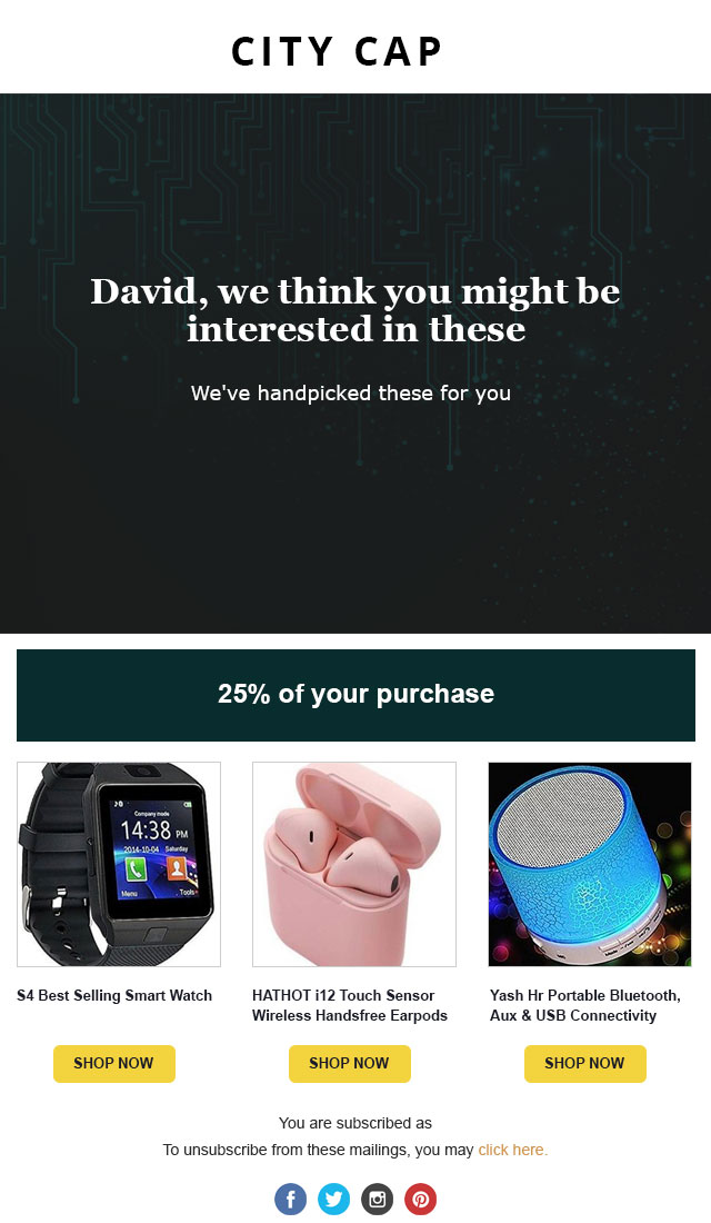 email based on purchase history