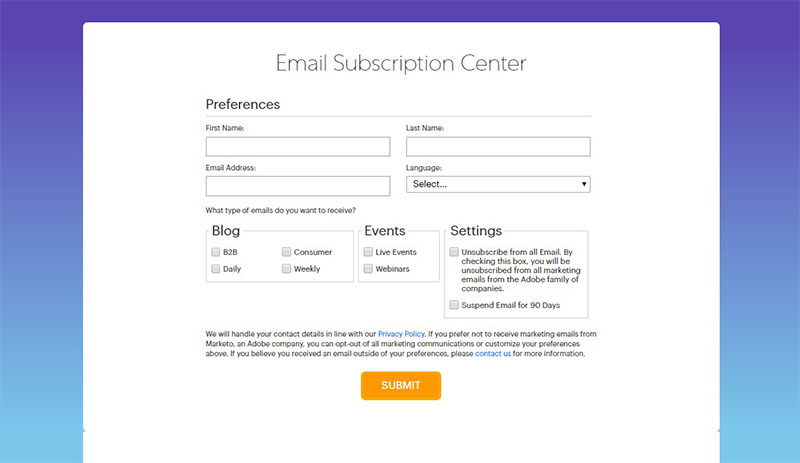 Subscription center