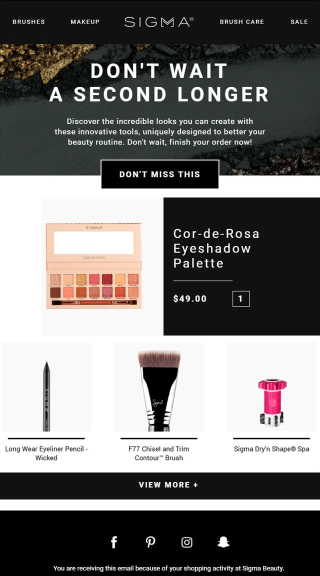sigma abandoned cart email template