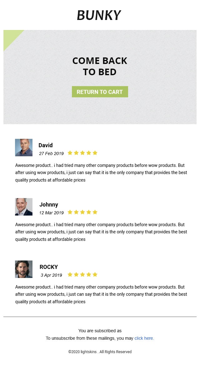 abandoned cart email with reviews