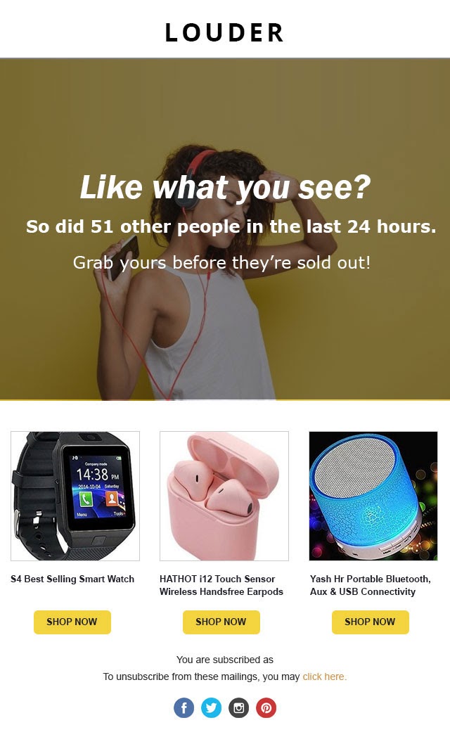 abandoned cart email with catchy content