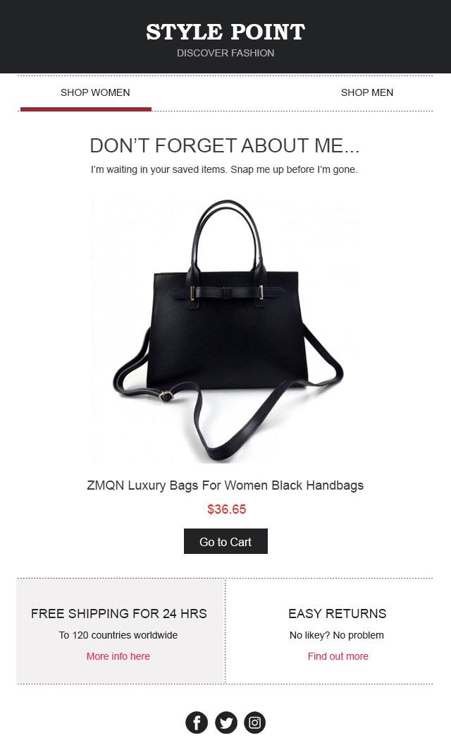 free shipping abandoned cart email