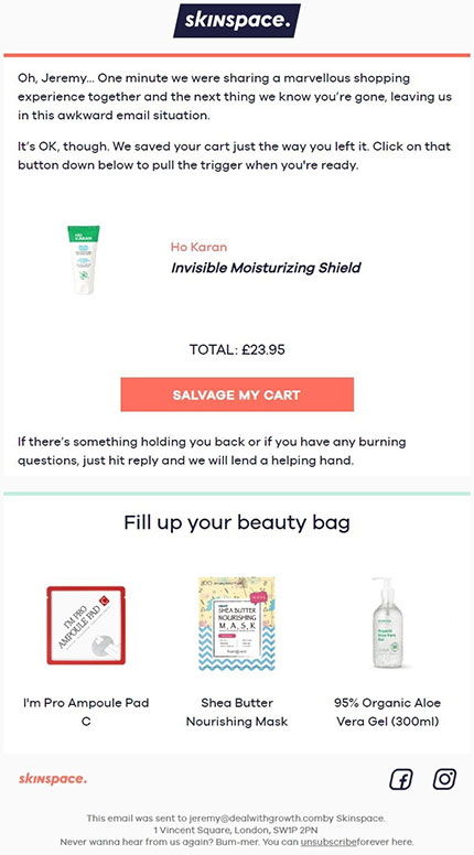 personalized abandoned cart email personalized abandoned cart email