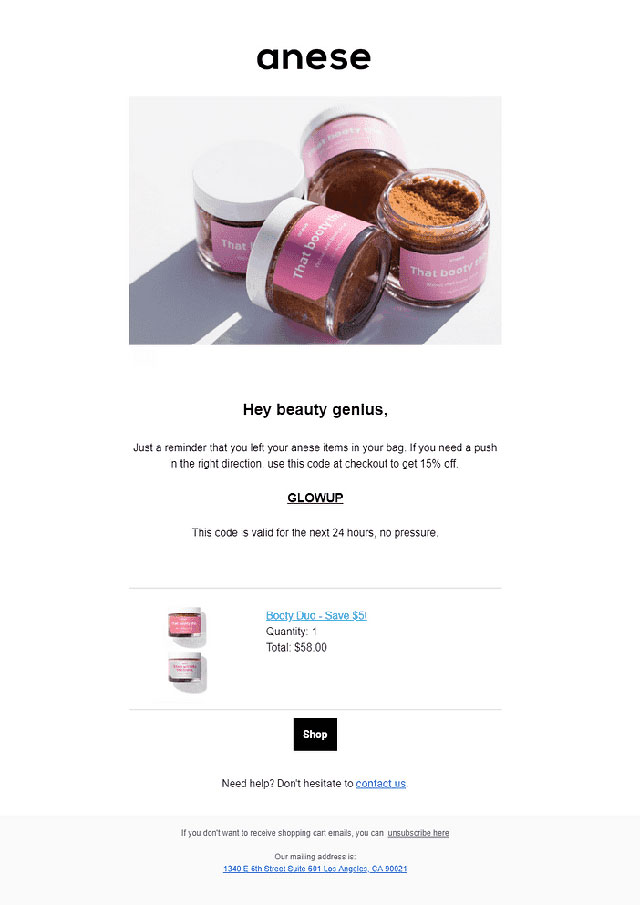 Shift4Shop Abandoned Cart Email templates for Beauty Products