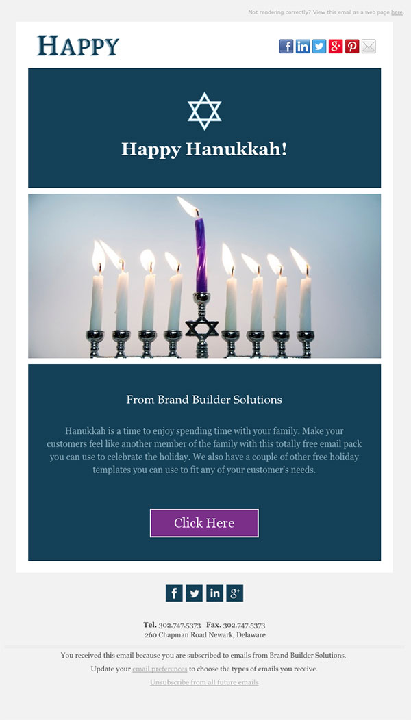 Hanukkah Email Template Hanukkah Email Template