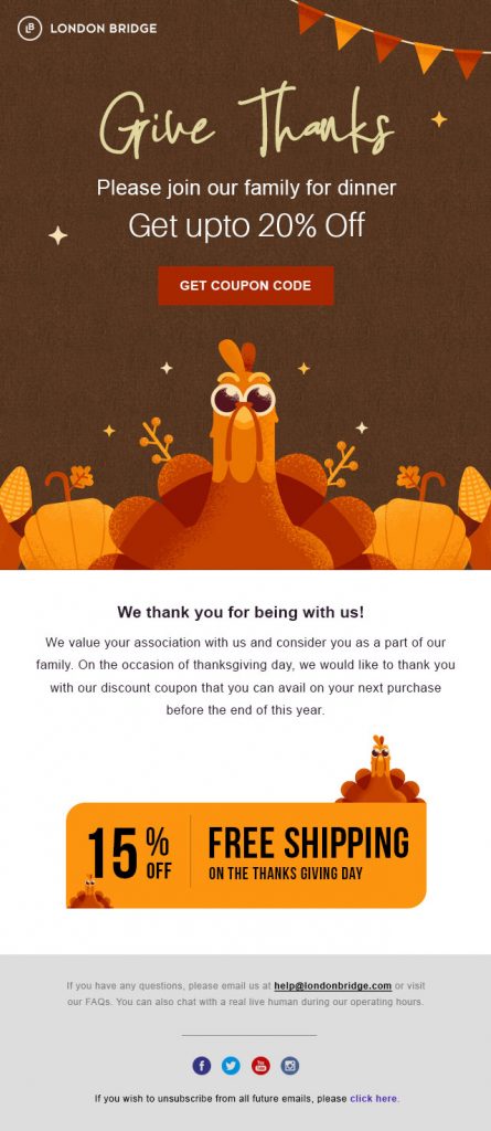creative thanksgiving email template creative thanksgiving email template