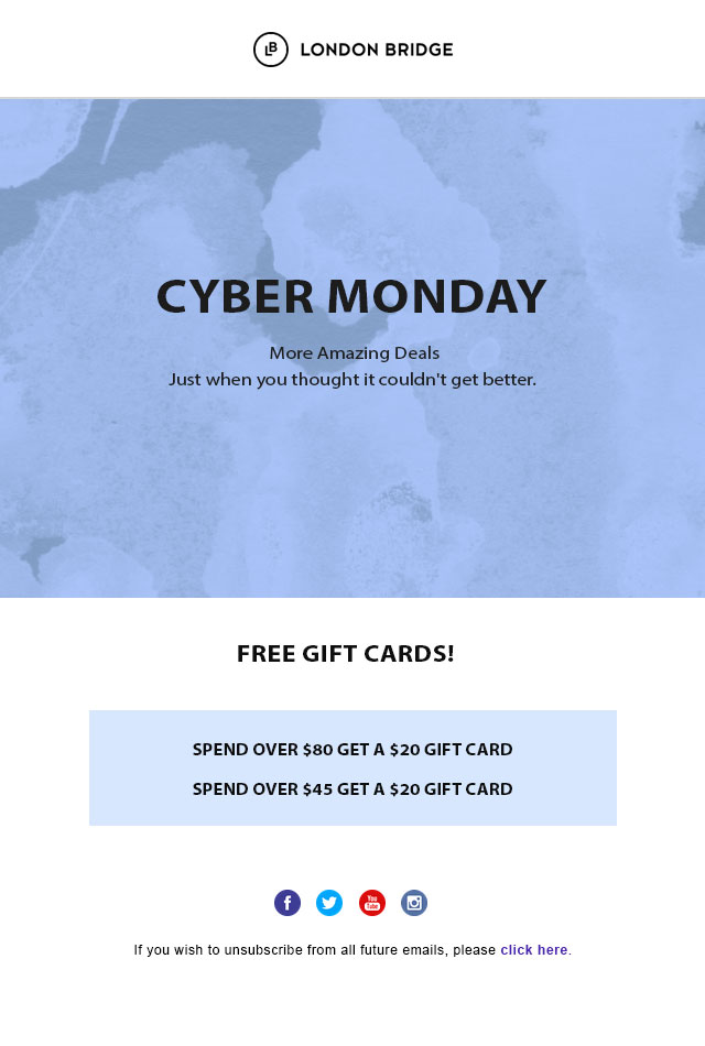 Cyber Monday email template with gift card Cyber Monday email template with gift card