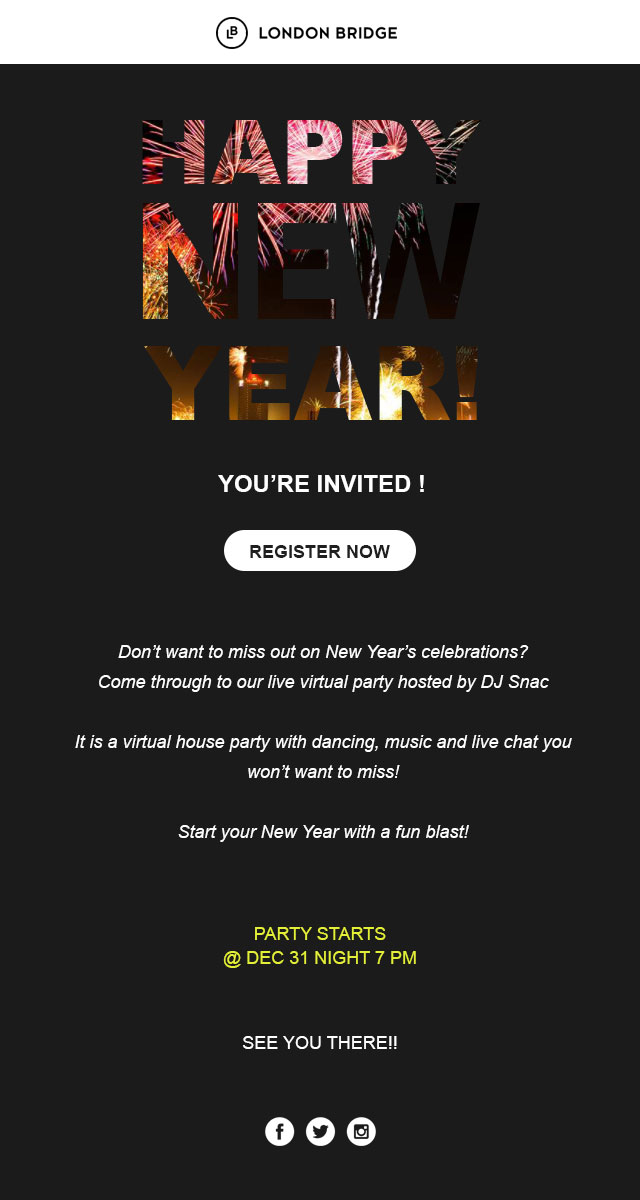 new year email template for invitation