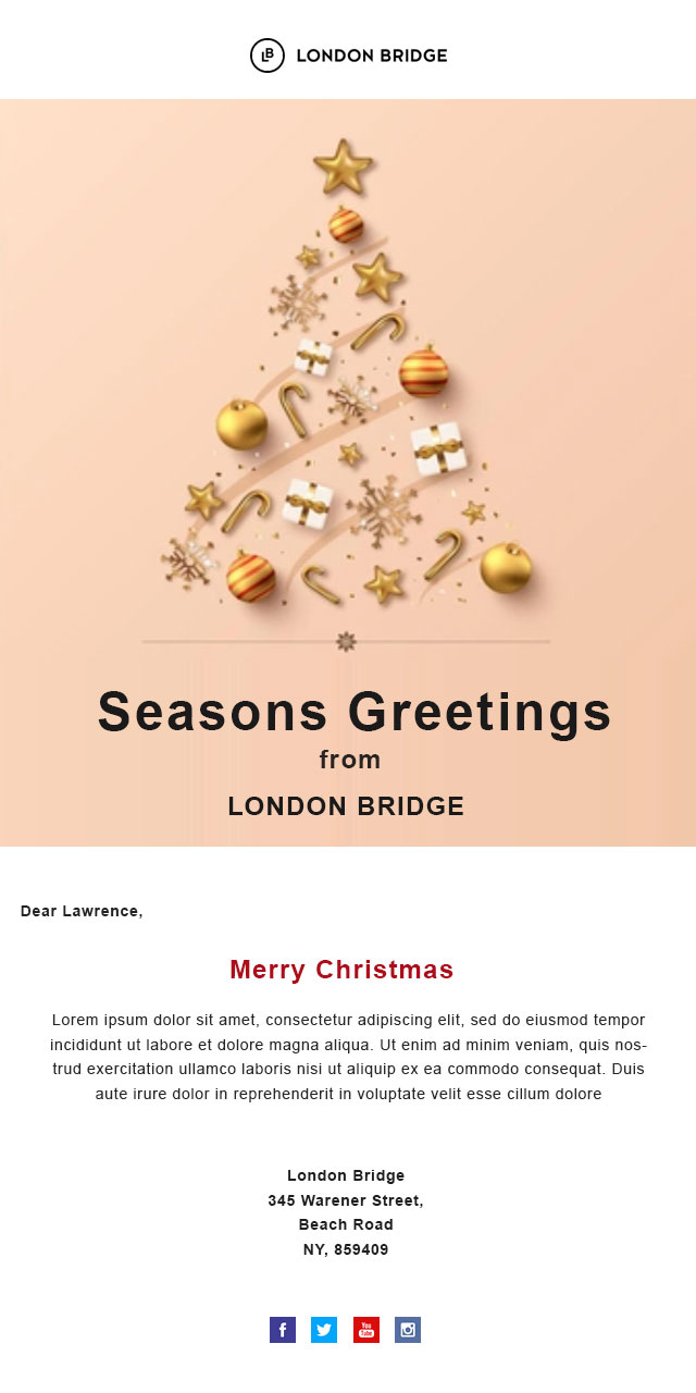 Christmas email template for greetings