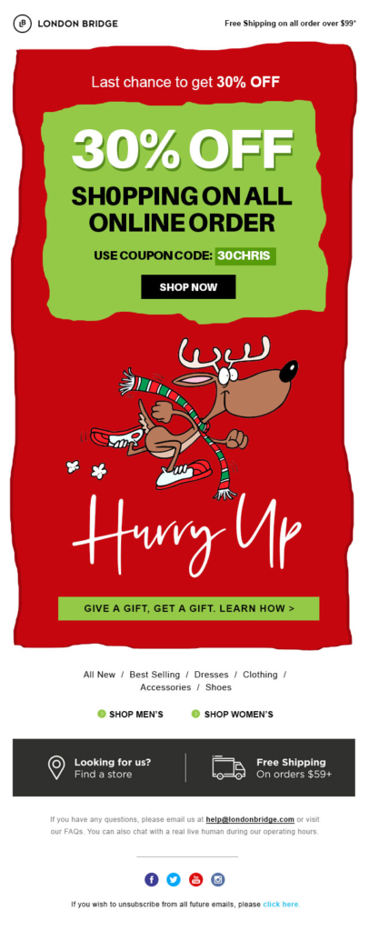 Christmas email template for online order