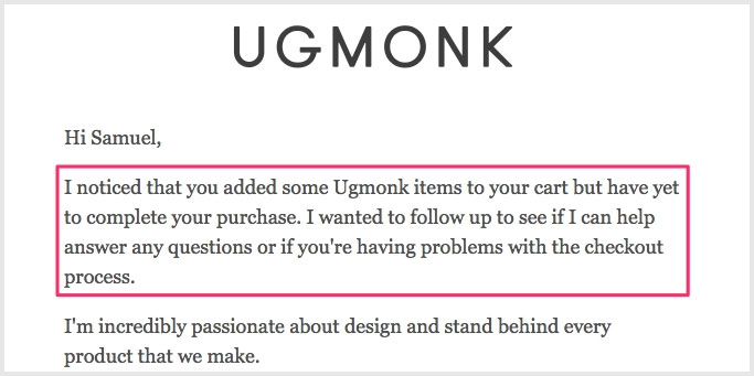 Abandoned cart email example Abandoned cart email example
