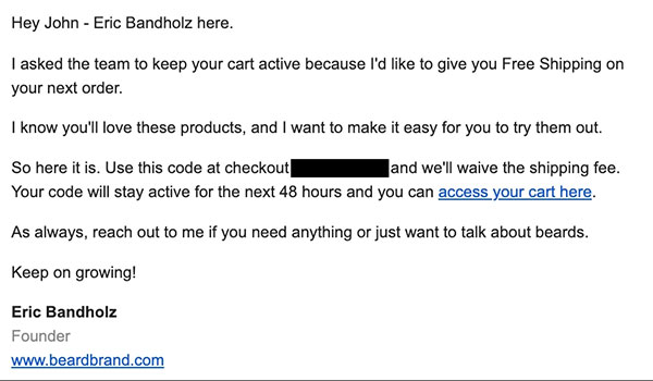 Abandoned cart email Abandoned cart email