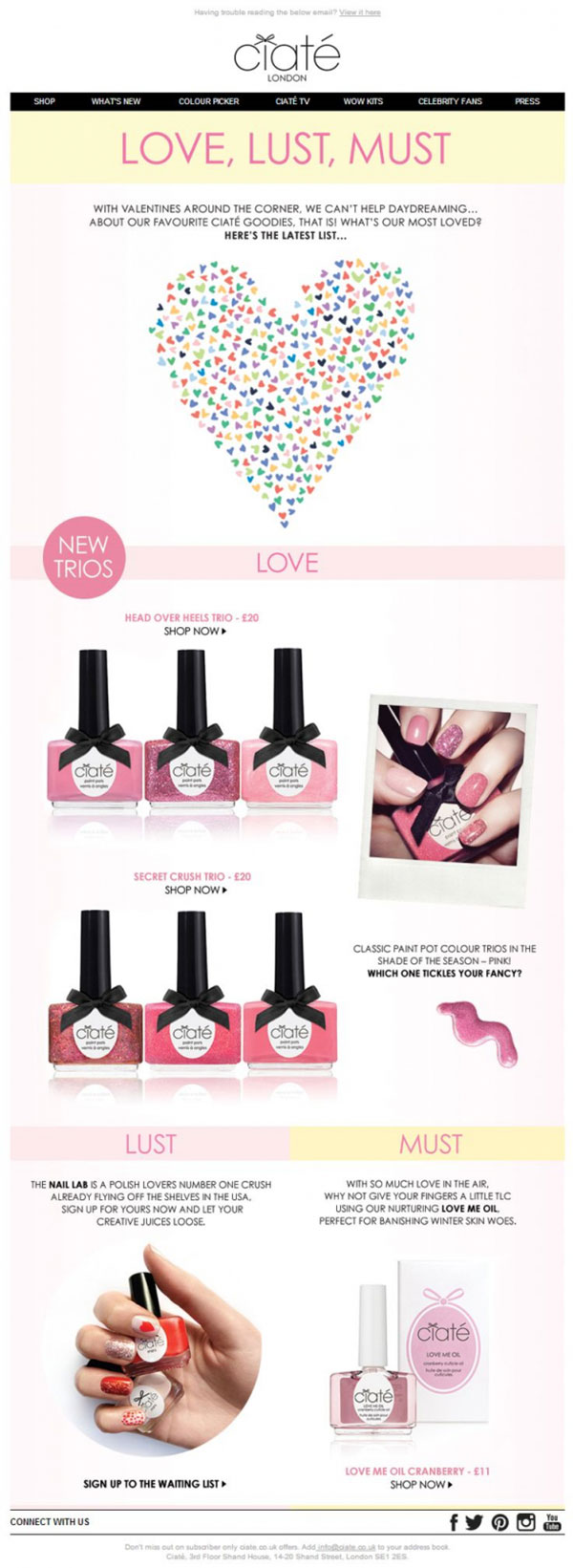 Clate's Valentine's Day email template Valentine's Day email