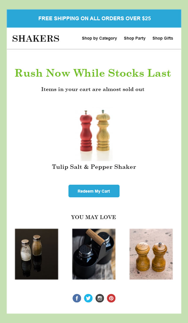 White themed eCommerce welcome email template to greet first-time shoppers. Download for Free Now.