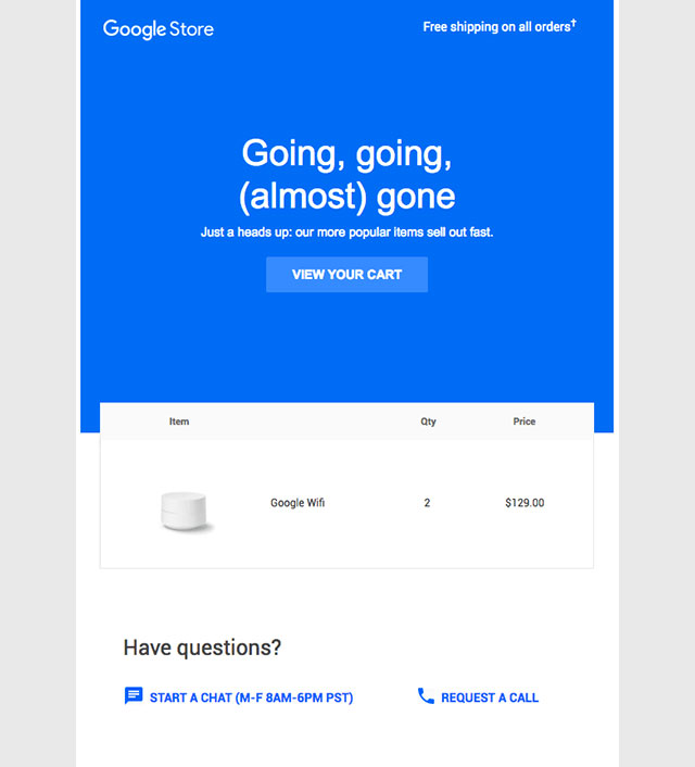 Cart recovery email example 3 Cart recovery email example 3