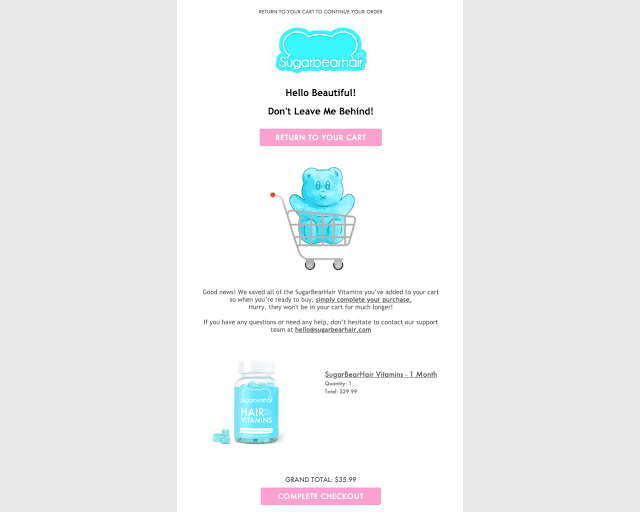 Cart recovery email example 8 Cart recovery email example 8