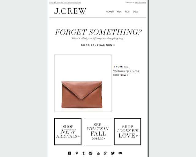 J. Crew cart recovery email J. Crew cart recovery email