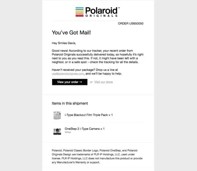 shipment delivered email notification