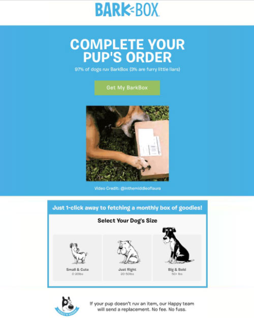 Cart Recovery Email: Barkbox