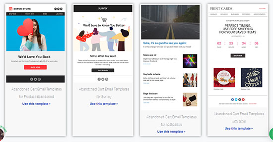 bayengage abandonment recovery email templates