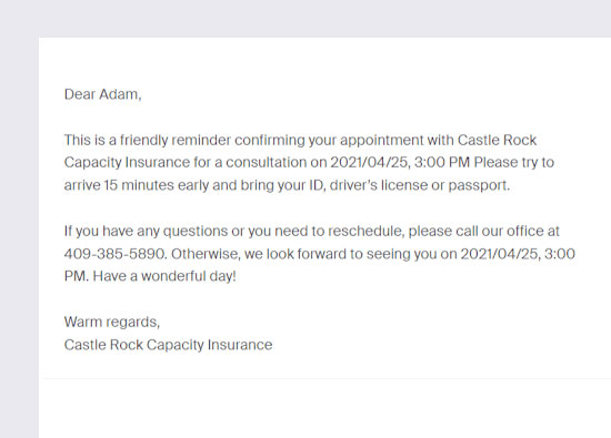 appointment email reminder 1