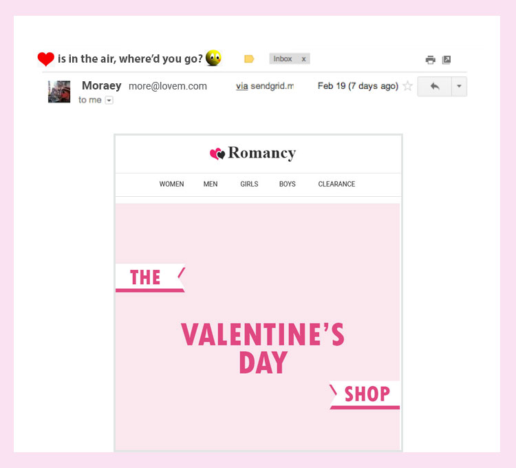 valentine's day email subject lines with emojis