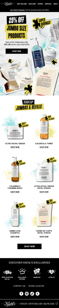 kiehls-promotional emails