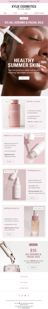 Kylie cosmetics- seasonal emails