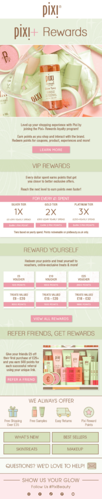 pixi beauty- VIP rewards
