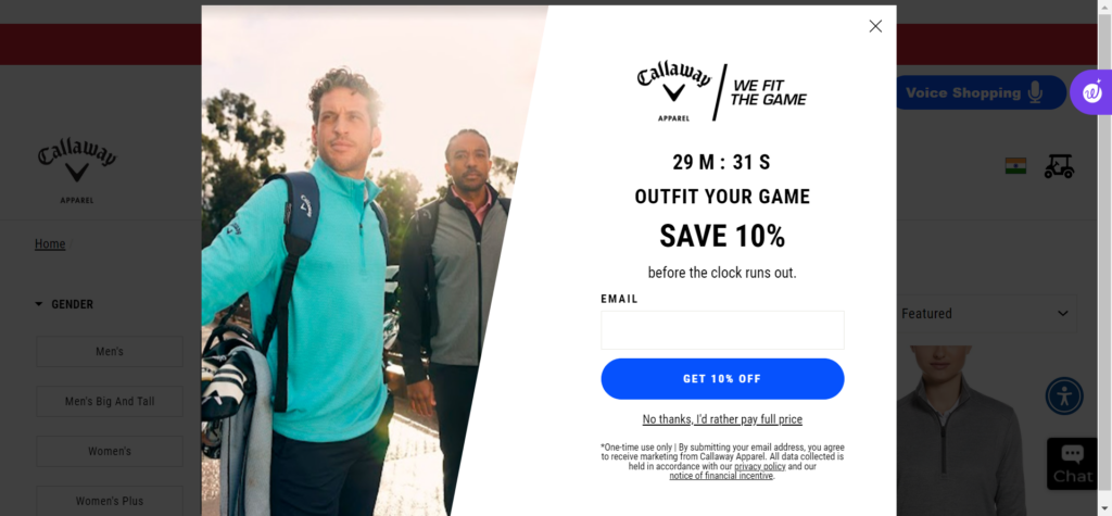 Callaway-exit-intent-popup