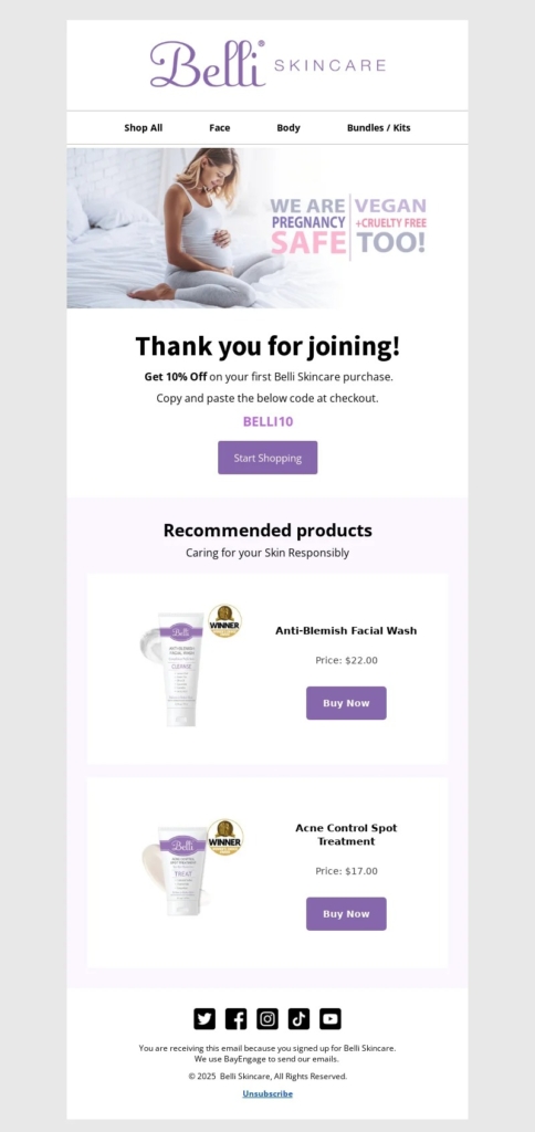 belli-welcome email template