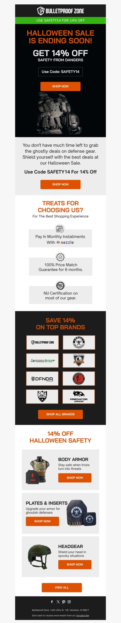 bulletproof zone-halloween email template