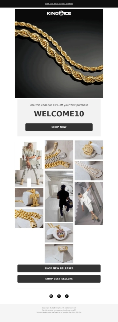 king ice-welcome email template