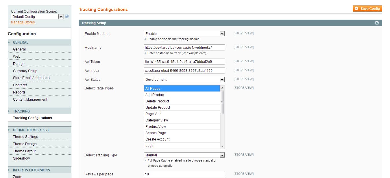 Tracking Configuration in Magento