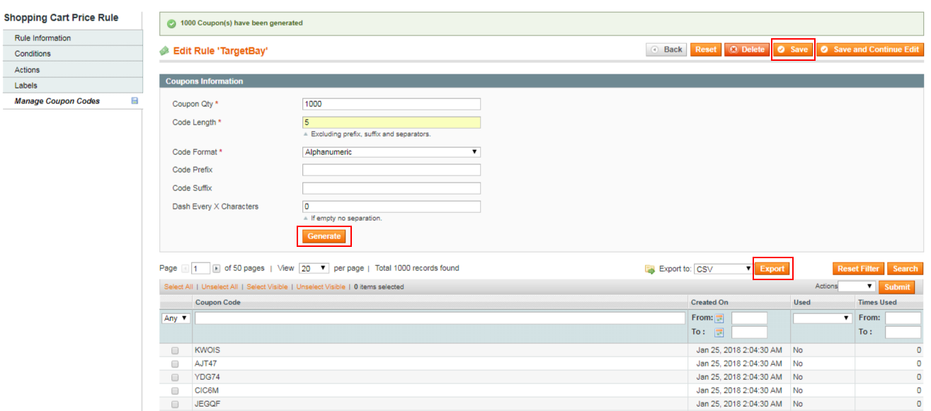 Manage Coupon Codes Manage Coupon Codes