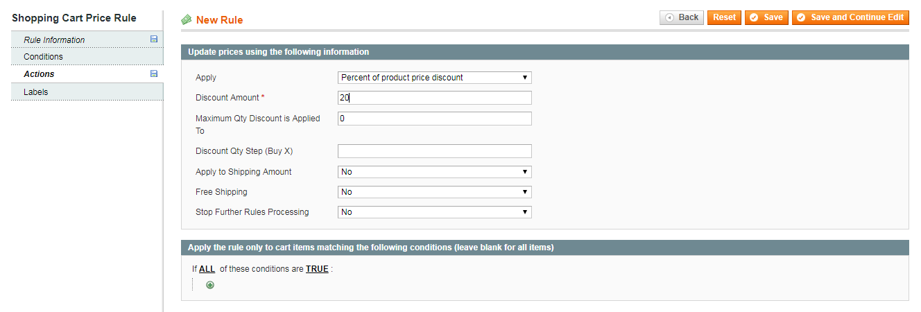 Shopping Cart Price Rule Action Shopping Cart Price Rule Action