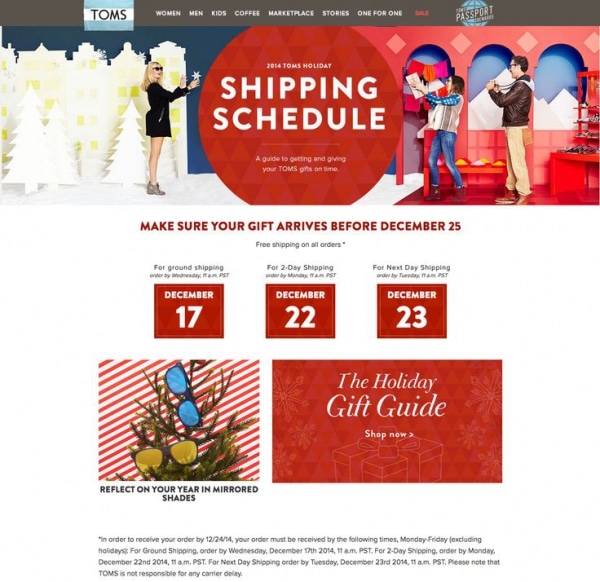 Landing Page With Shipping Day Reminder