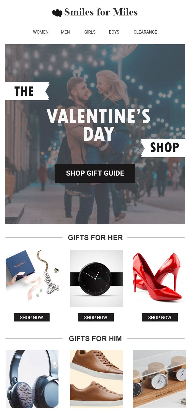 valentine's day email template featuring a couple