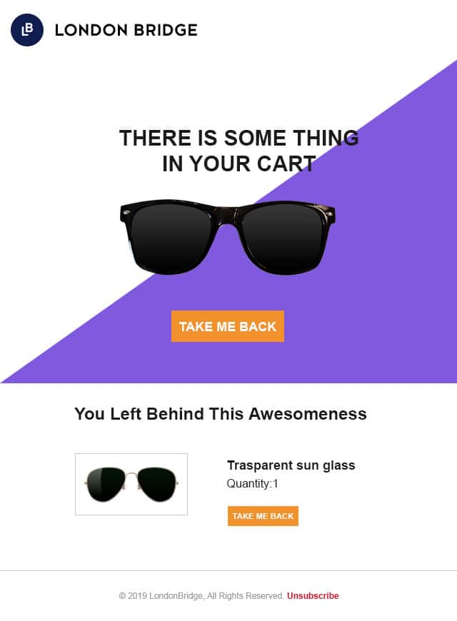 Abandoned cart email template with low-commitment CTA