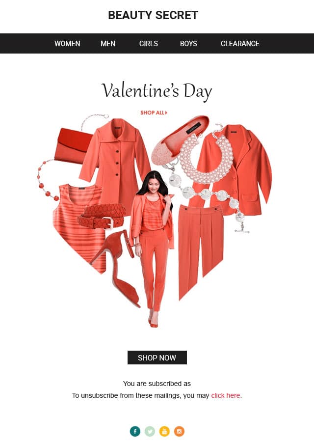 red heart clothing valentines day template