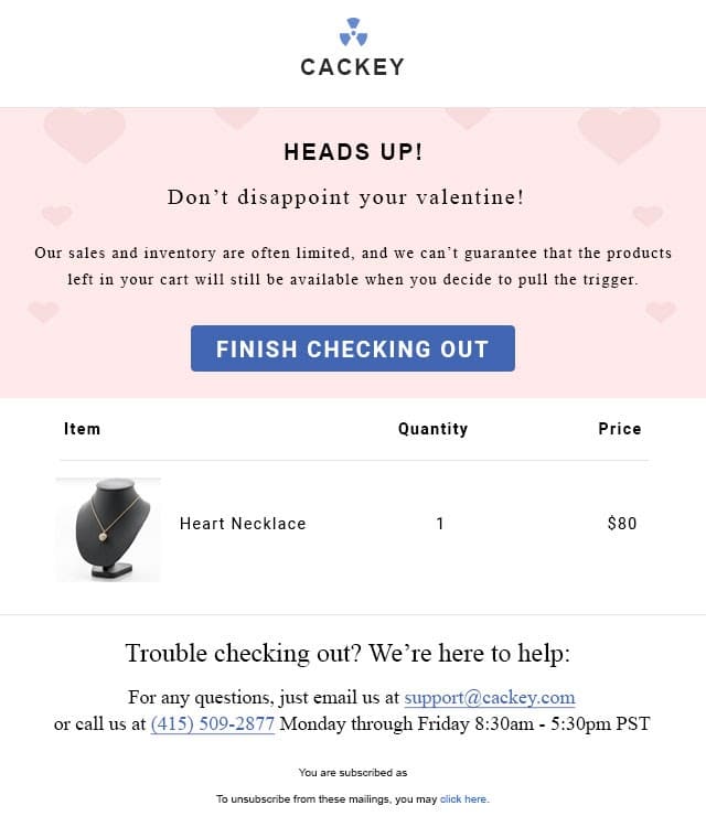 valentine's day email template in pink